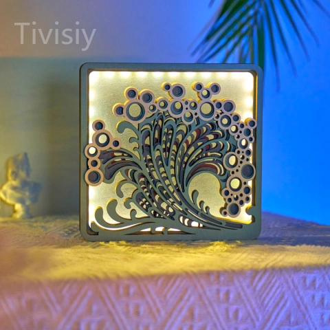 Sea Spray Wood Carving Light with APP Control and Remote Control